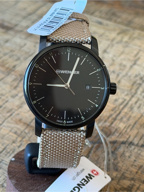 Wenger Other - New in Box Wenger Black Dial Swiss Made Watch with Beige Strap